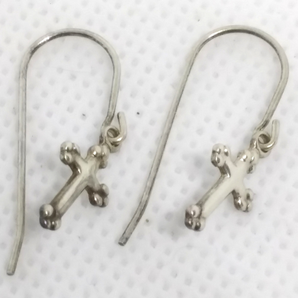 🎉HP🎉 925 Sterling Silver Dangle Cross Earrings Vintage 1990s